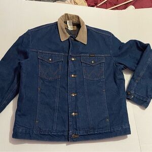 Vintage wrangler denim corduroy collar barn chore jacket coat blanket lined 40